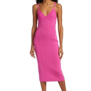 STAUD Quartz Metallic Midi Dress